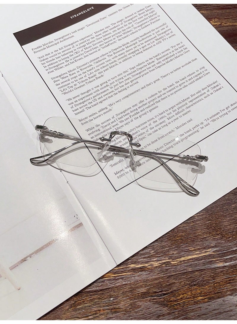 Shein 1pc Unisex Metal Frameless Simple Fashion Non-Prescription Glasses - Image 4